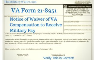 VA Form 21-8951 - Waive VA Compensation to Receive Military Pay