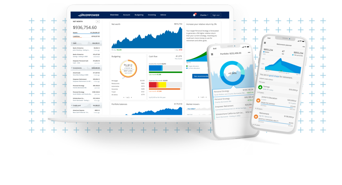 Image of Empower spending and budgeting dashboard for desktop and mobile.