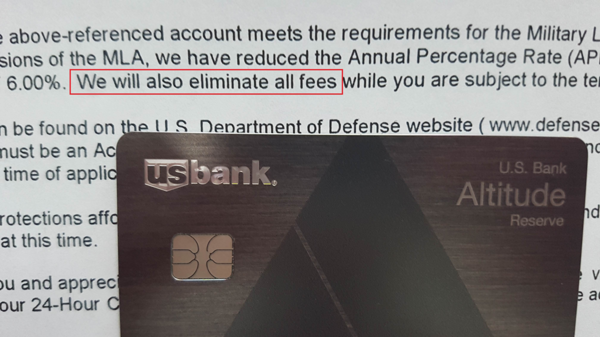 Reddit user u/1nsane applied for the Altitude Reserve card and received this letter from US Bank, waiving the annual fee on the card, reducing the APR to 6%, and providing additional benefits under the MLA.