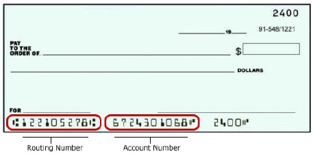 check-image Bank routing number and checking account number