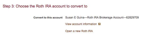 Vanguard - Choose Traditional IRA Account to Convert